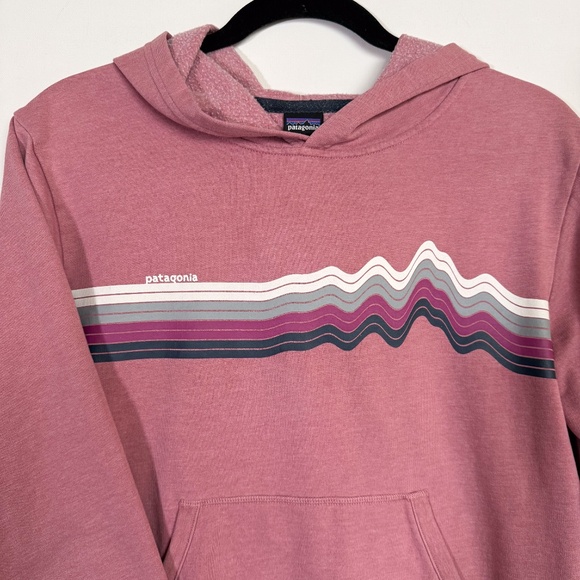 Patagonia Kids Lightweight Hoody Sweatshirt Ridge Rise Light Star Pretty Pink XL - Picture 12 of 15